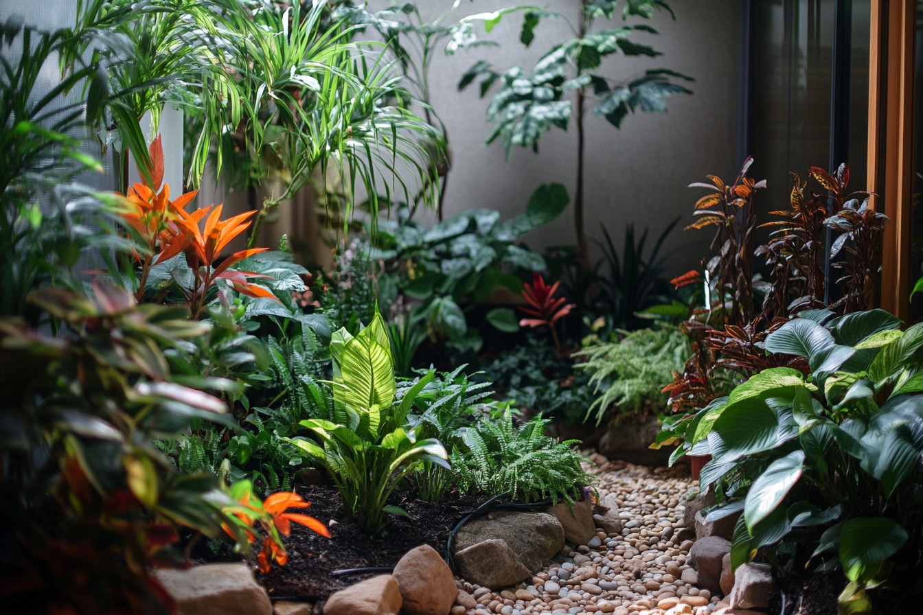 Create your own indoor tropical garden! Use small-space tips and eco-friendly practices for a thriving green oasis. #IndoorGarden #Tropical