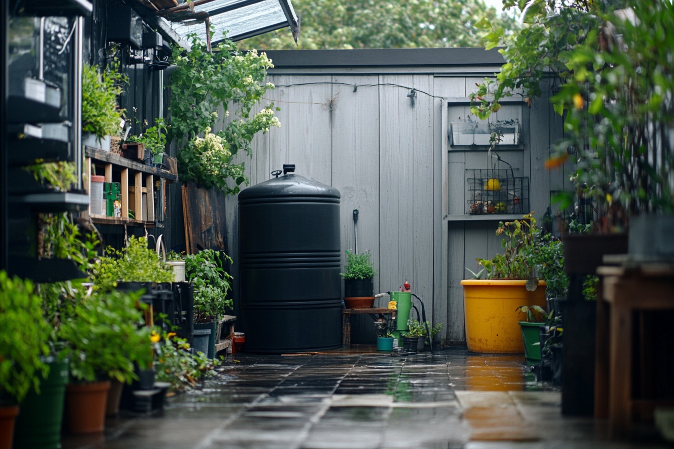 Transform your balcony with a rainwater collection system! Maximize space & sustainability in urban gardening. #UrbanGardening #Rainwater