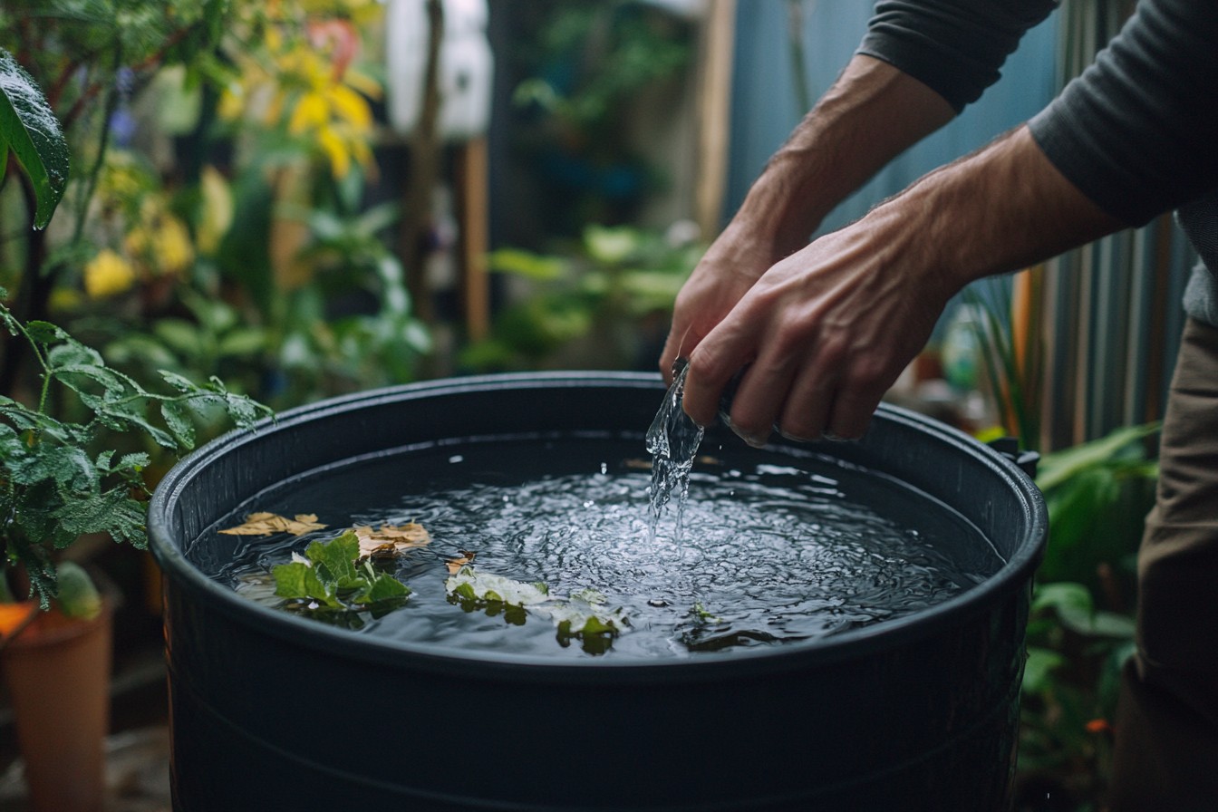 Transform your balcony with a laundry drum greywater system! #EcoGardening #UrbanGreens